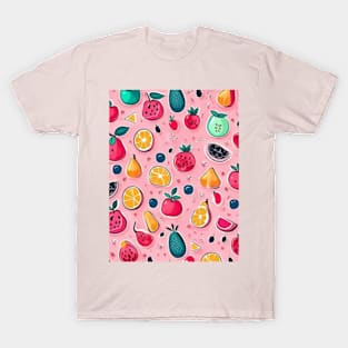 Cute fruits pattern pink design gift ideas T-Shirt